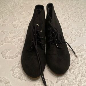 Black Suede Wedge Bootie